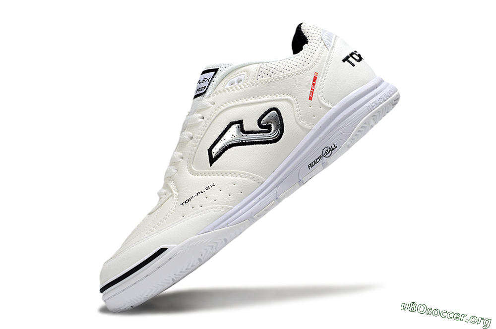 Joma Top Flex IC Football Shoes - White/Silver/Black 5