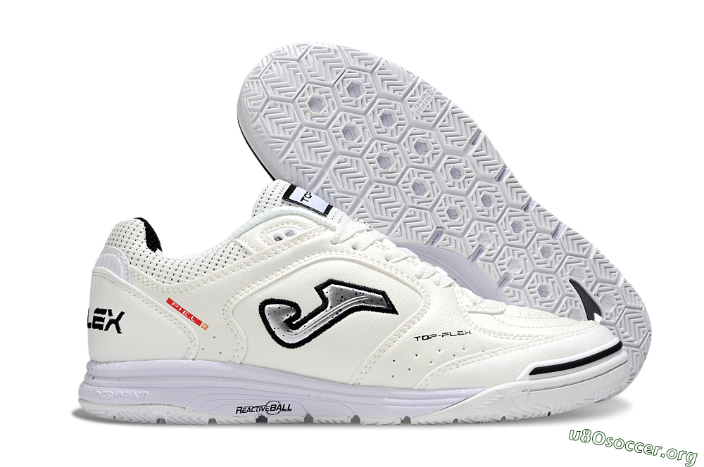 Joma Top Flex IC Football Shoes - White/Silver/Black 2
