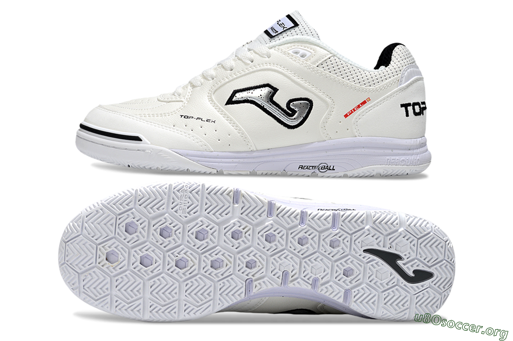 Joma Top Flex IC Football Shoes - White/Silver/Black 1