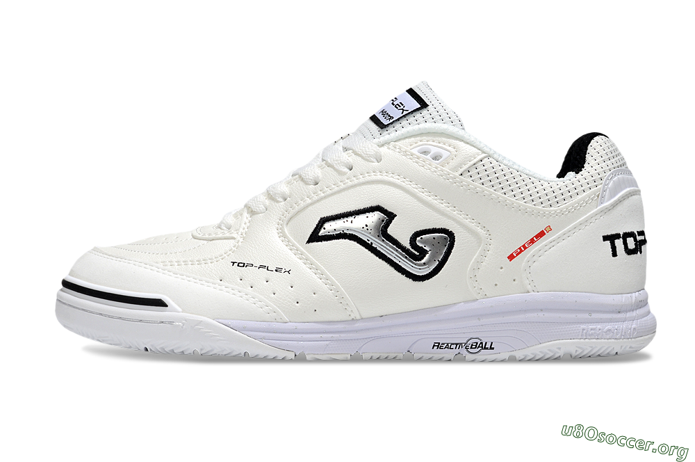 Joma Top Flex IC Football Shoes - White/Silver/Black 3