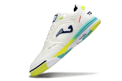 Joma Top Flex IC Football Shoes - White/Yellow/Jade