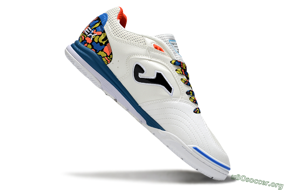 Joma Top Flex IC Football Shoes - White/Black/Blue 4