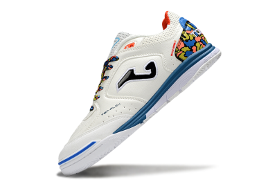 Joma Top Flex IC Football Shoes - White/Black/Blue
