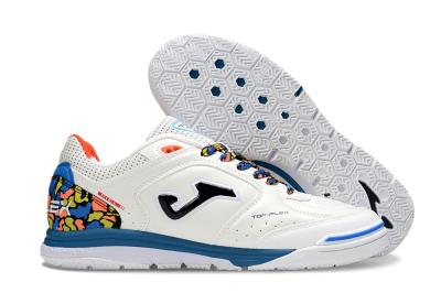 Joma Top Flex IC Football Shoes - White/Black/Blue