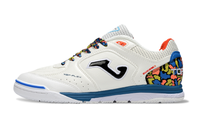 Joma Top Flex IC Football Shoes - White/Black/Blue