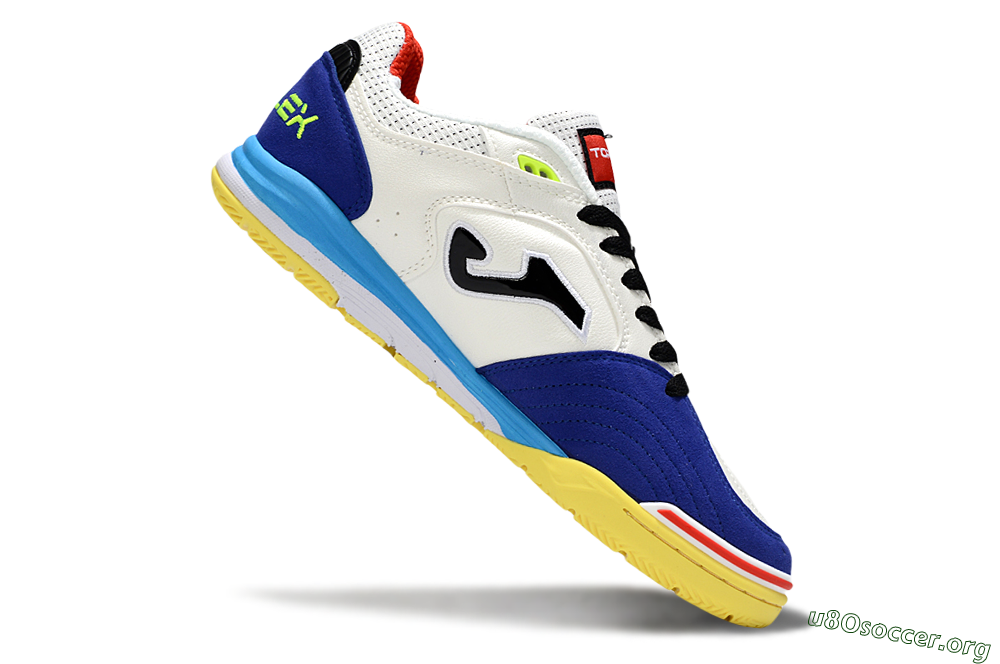 Joma Top Flex IC Football Shoes - White/Black/Blue 4