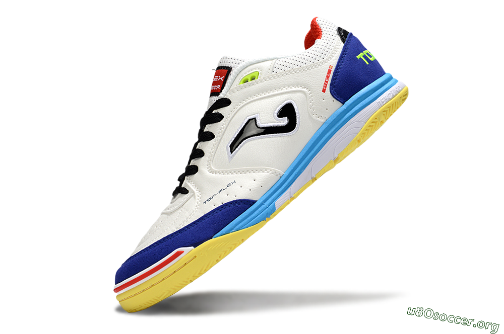 Joma Top Flex IC Football Shoes - White/Black/Blue 5