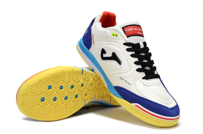 Joma Top Flex IC Football Shoes - White/Black/Blue