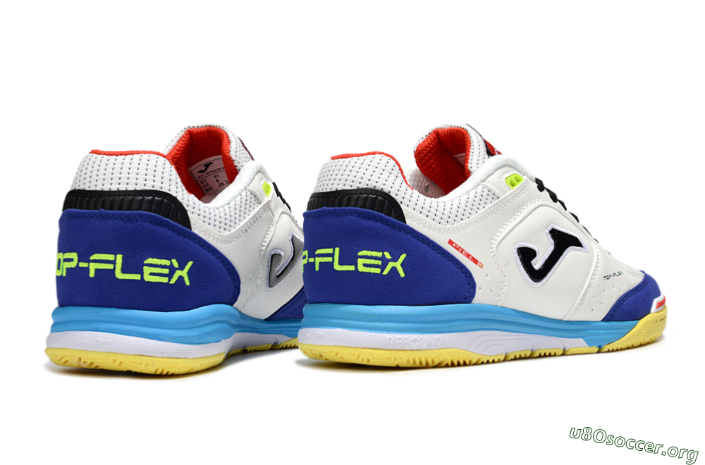 Joma Top Flex IC Football Shoes - White/Black/Blue 6