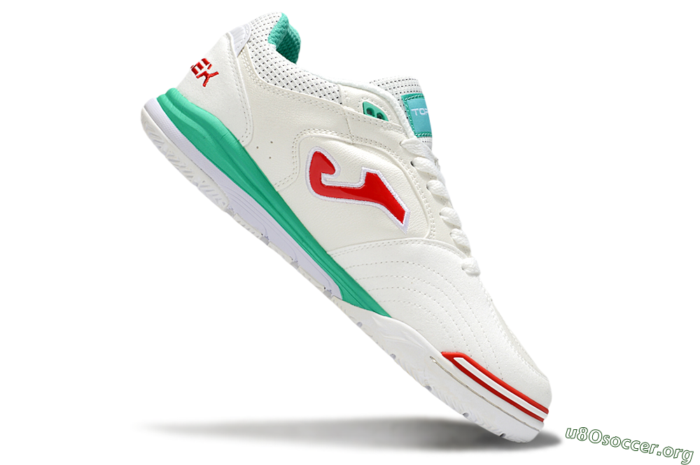 Joma Top Flex IC Football Shoes - White/Red/Green 4