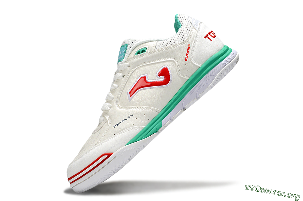 Joma Top Flex IC Football Shoes - White/Red/Green 5