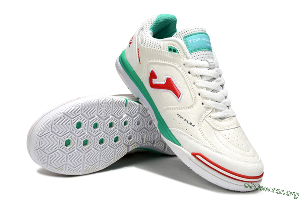 Joma Top Flex IC Football Shoes - White/Red/Green 0