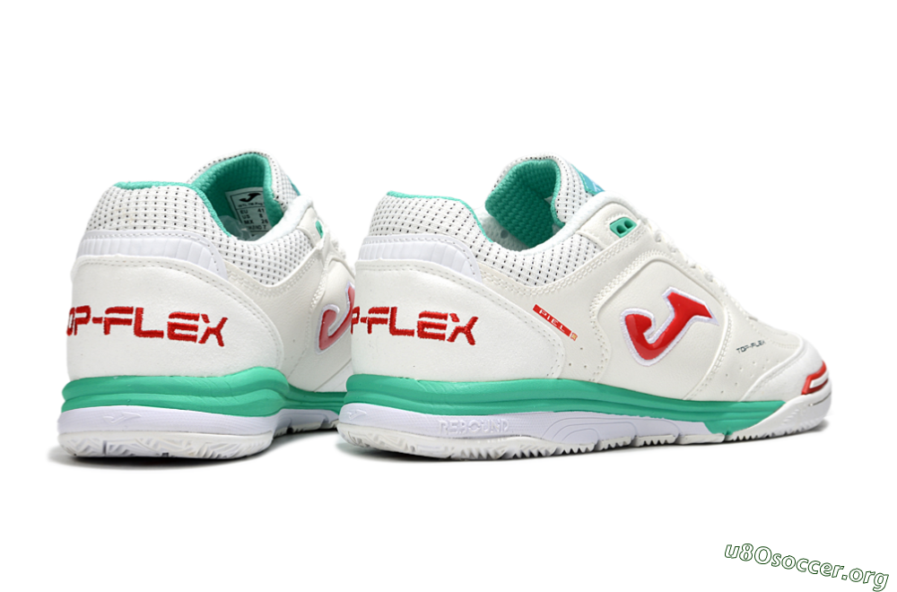 Joma Top Flex IC Football Shoes - White/Red/Green 6