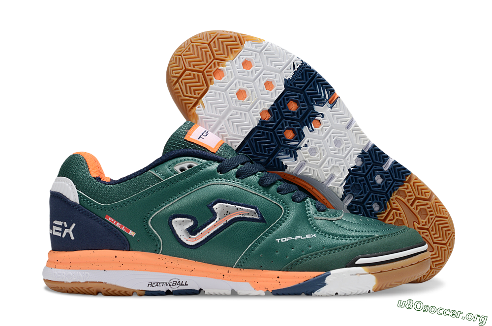 Joma Top Flex IC Football Shoes - Green/Silver/Blue 2