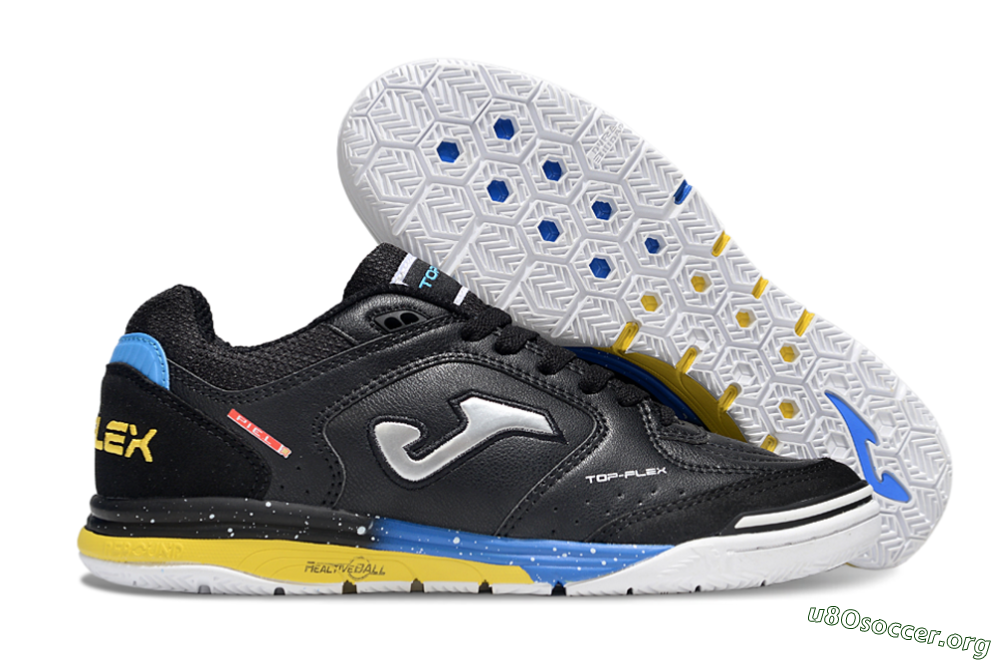 Joma Top Flex IC Football Shoes - Black/Silver/Yellow 2