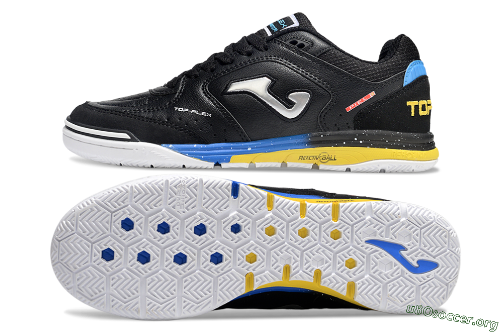 Joma Top Flex IC Football Shoes - Black/Silver/Yellow 1