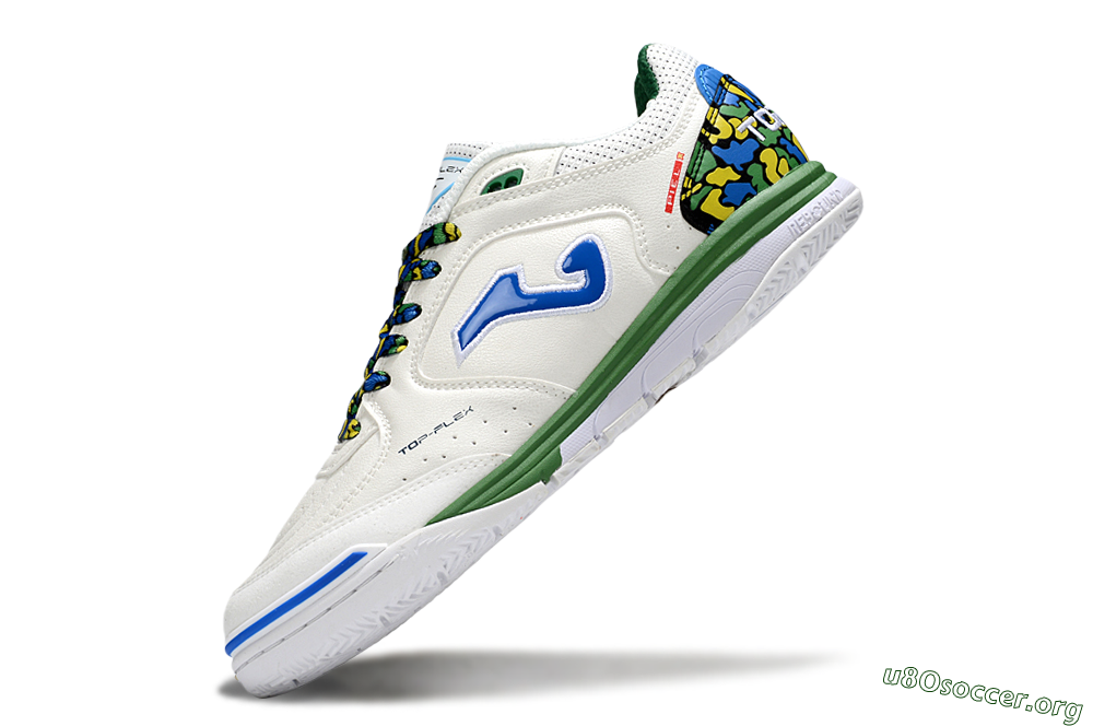 Joma Top Flex IC Football Shoes - White/Blue/Green 5