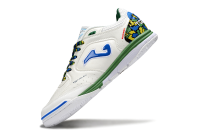 Joma Top Flex IC Football Shoes - White/Blue/Green