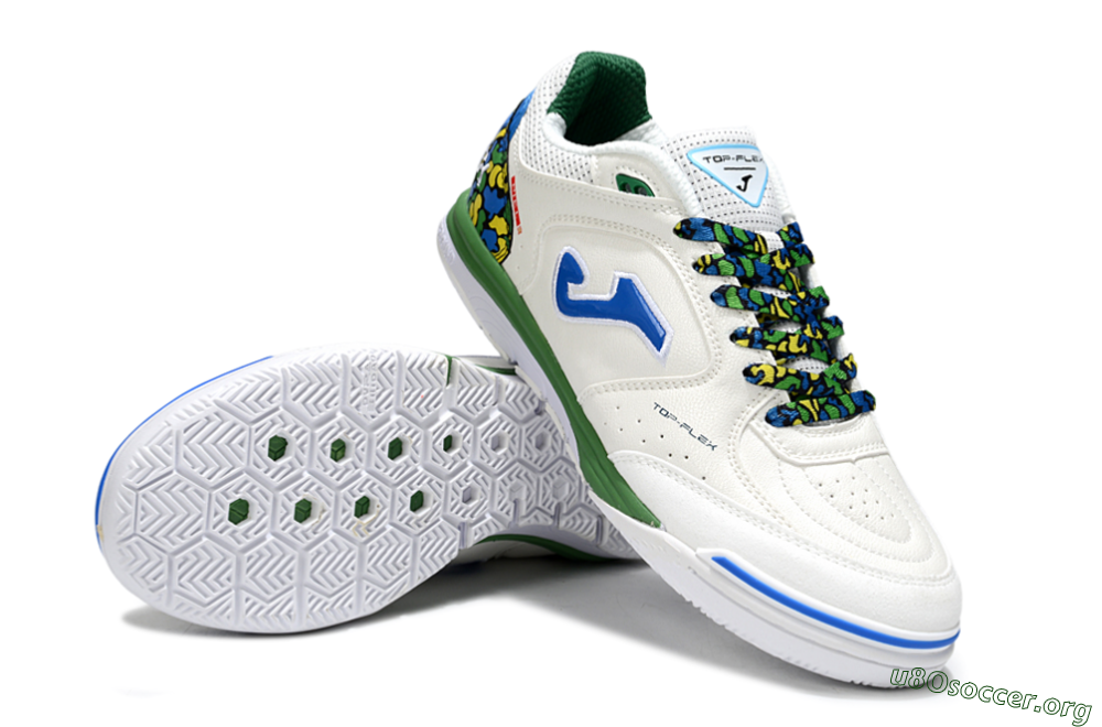 Joma Top Flex IC Football Shoes - White/Blue/Green 0