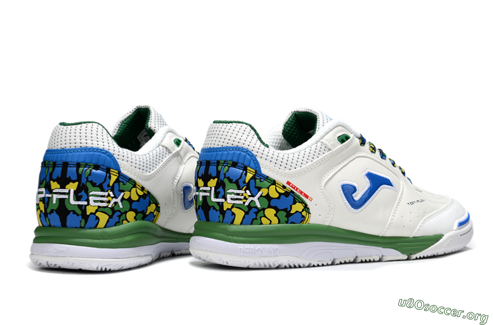 Joma Top Flex IC Football Shoes - White/Blue/Green 6