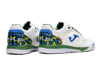 Joma Top Flex IC Football Shoes - White/Blue/Green