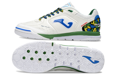 Joma Top Flex IC Football Shoes - White/Blue/Green