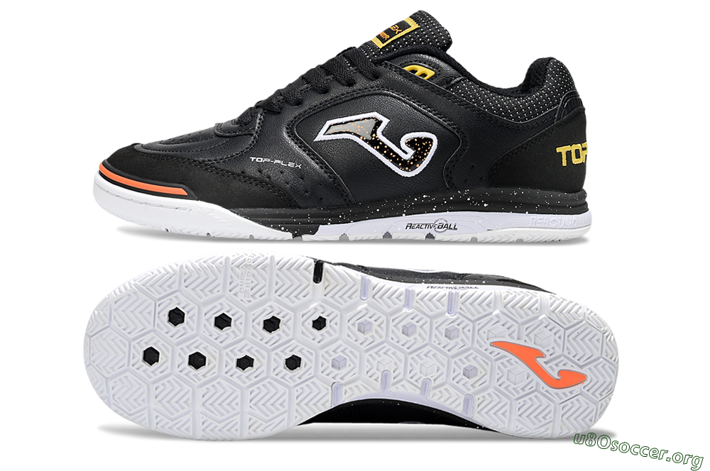 Joma Top Flex IC Football Shoes - White/Black/Yellow 1
