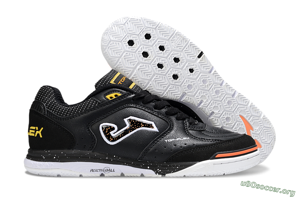 Joma Top Flex IC Football Shoes - White/Black/Yellow 2