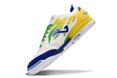 Joma Top Flex IC Football Shoes - White/Blue/Yellow