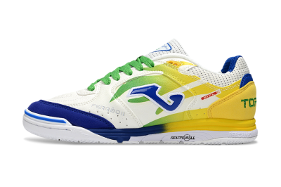 Joma Top Flex IC Football Shoes - White/Blue/Yellow
