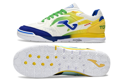 Joma Top Flex IC Football Shoes - White/Blue/Yellow