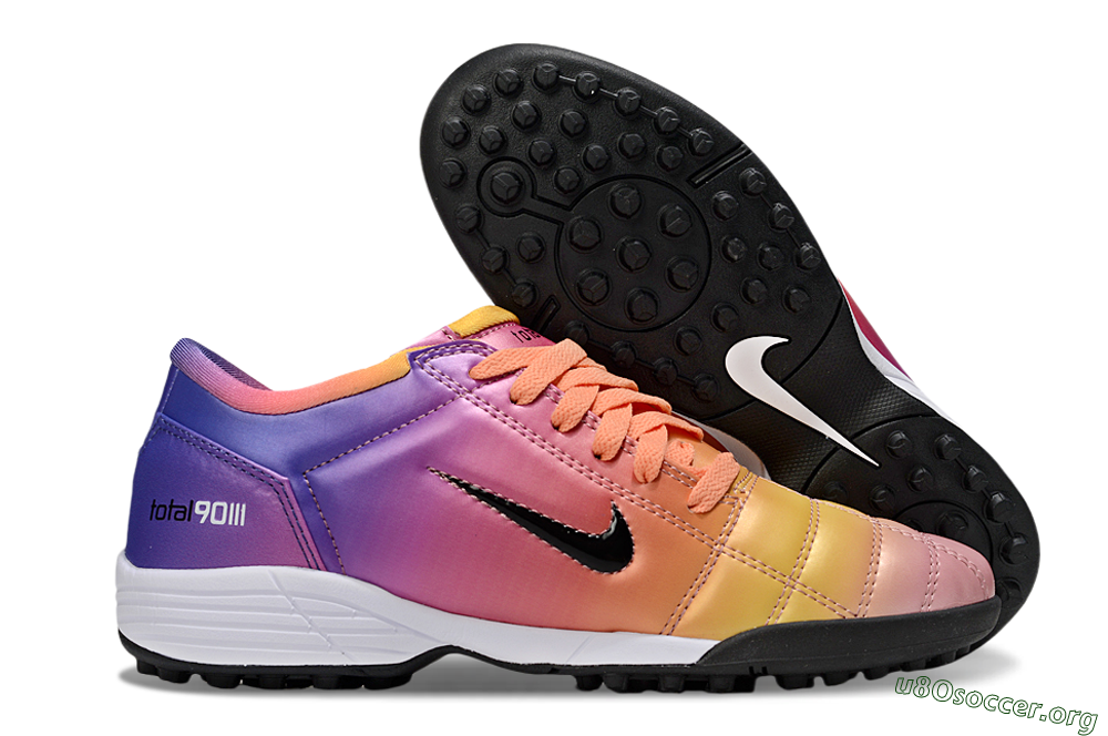 Nike Total 90 III TF Football Shoes - Pink/Yellow/Purple 2