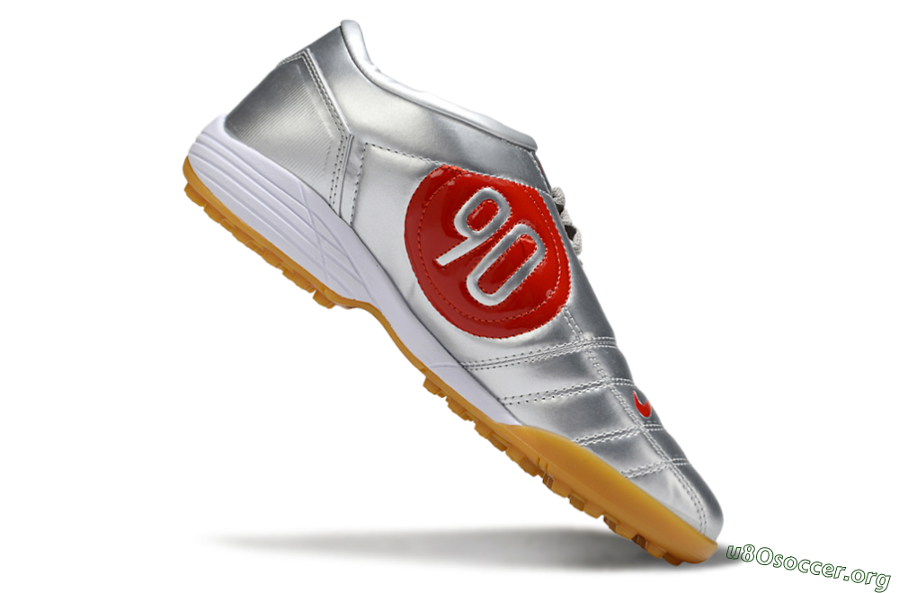 Nike Total 90 III TF Football Shoes - Silver/Red/White 4
