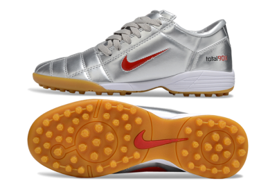 Nike Total 90 III TF Football Shoes - Silver/Red/White