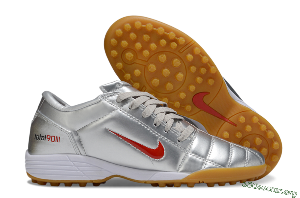 Nike Total 90 III TF Football Shoes - Silver/Red/White 2