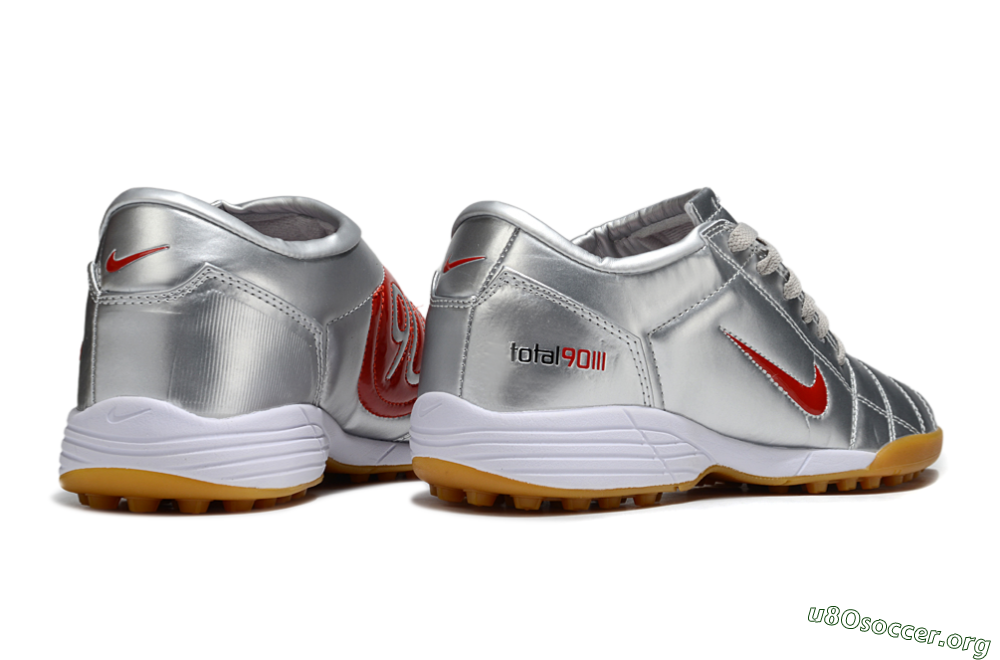 Nike Total 90 III TF Football Shoes - Silver/Red/White 6