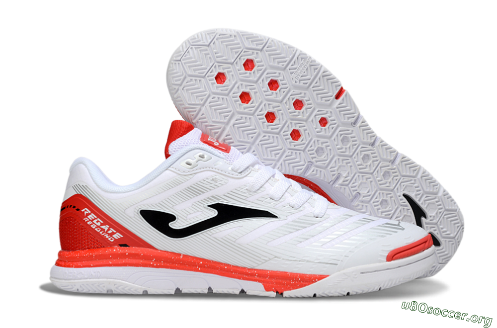 Joma Top Flex IC Football Shoes - White/Black/Red 2