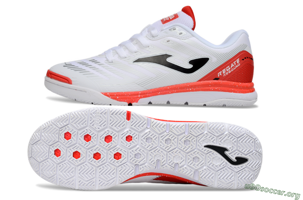 Joma Top Flex IC Football Shoes - White/Black/Red 1