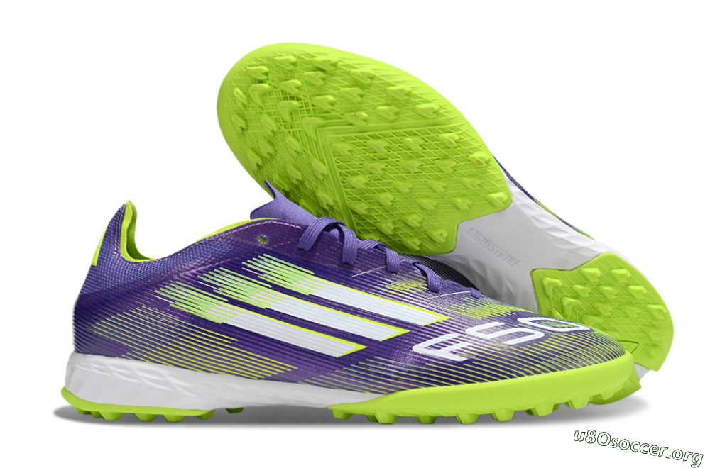 Adidas F50 Pro TF Football Shoes - Purple/Silver/Yellow 2