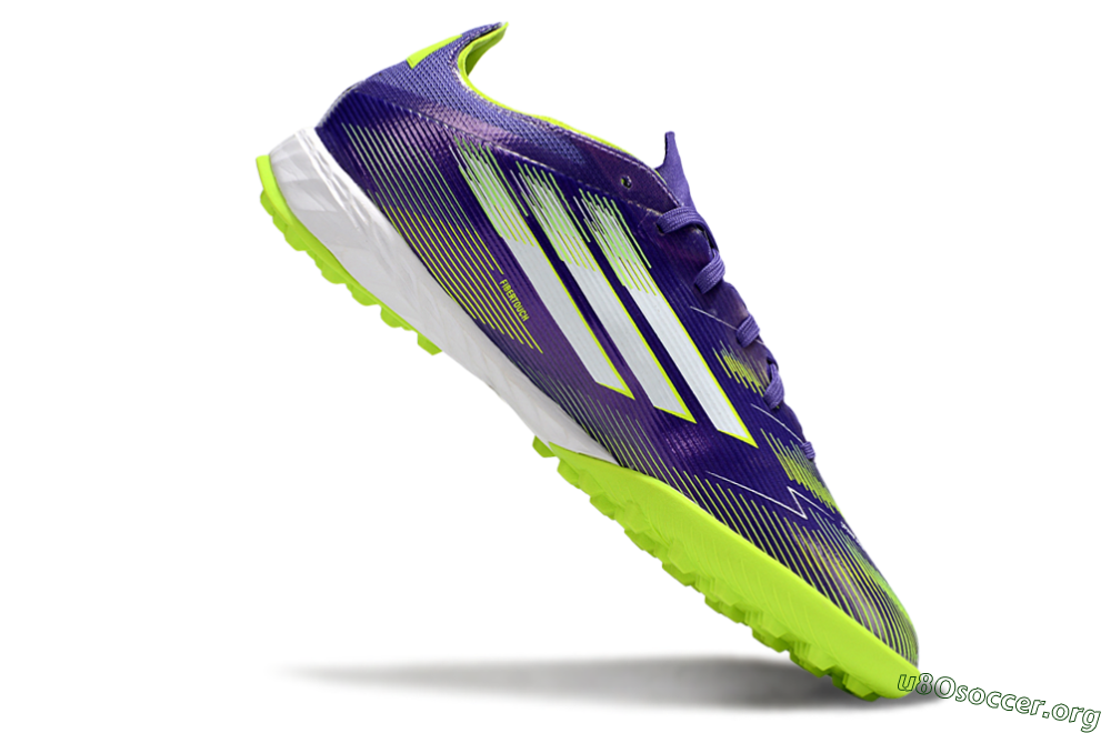 Adidas F50 Pro TF Football Shoes - Purple/Silver/Yellow 4