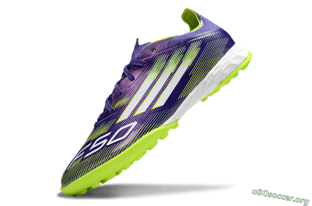 Adidas F50 Pro TF Football Shoes - Purple/Silver/Yellow 5