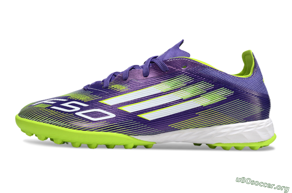 Adidas F50 Pro TF Football Shoes - Purple/Silver/Yellow 3