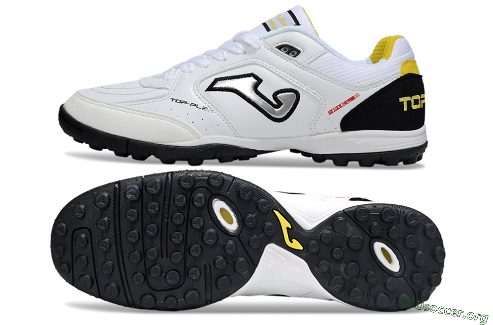 Joma Top Flex TF Football Shoes - White/Silver/Black 1