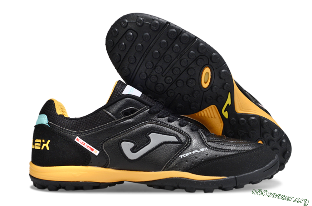 Joma Top Flex TF Football Shoes - Black/Grey/Yellow 2