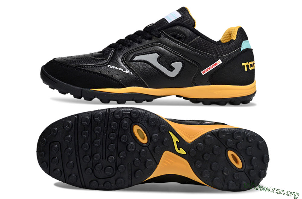 Joma Top Flex TF Football Shoes - Black/Grey/Yellow 1