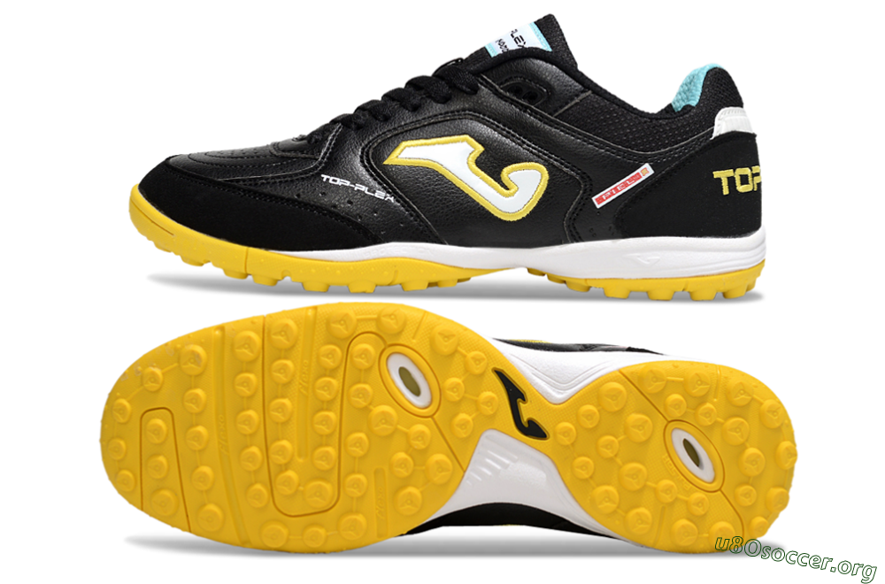 Joma Top Flex TF Football Shoes - Black/White/Yellow 1