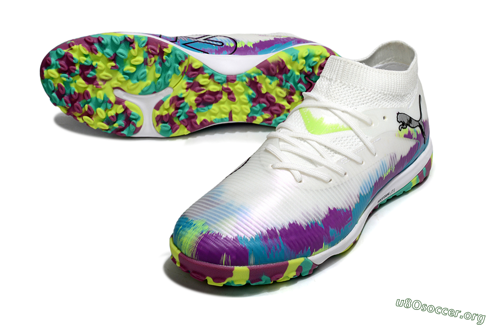 Puma Future 8 Ultimate TF Football Shoes - White/Purple/Blue 0