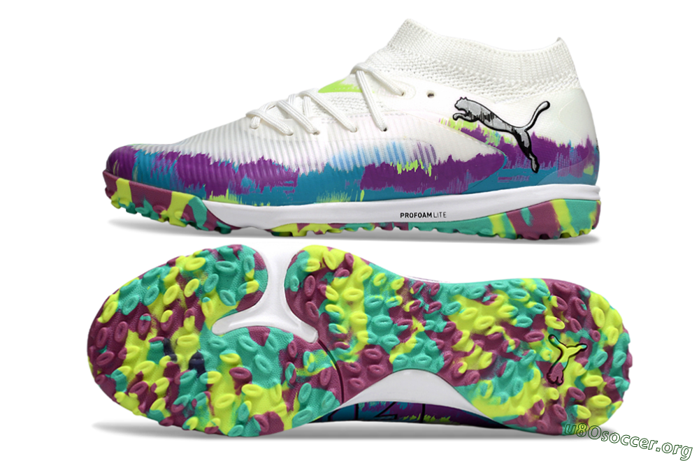 Puma Future 8 Ultimate TF Football Shoes - White/Purple/Blue 1