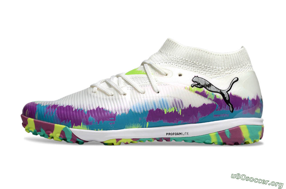 Puma Future 8 Ultimate TF Football Shoes - White/Purple/Blue 3