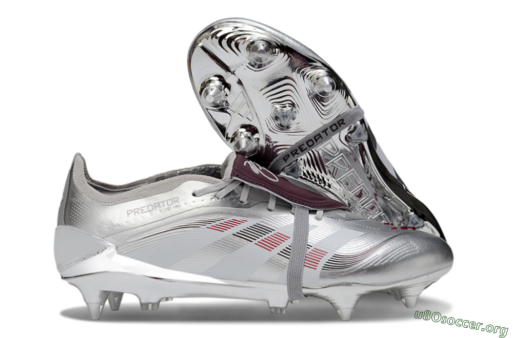 Adidas Predator 25 Elite Foldover Tongue SG Football Boots - Silver/Black/Red 2